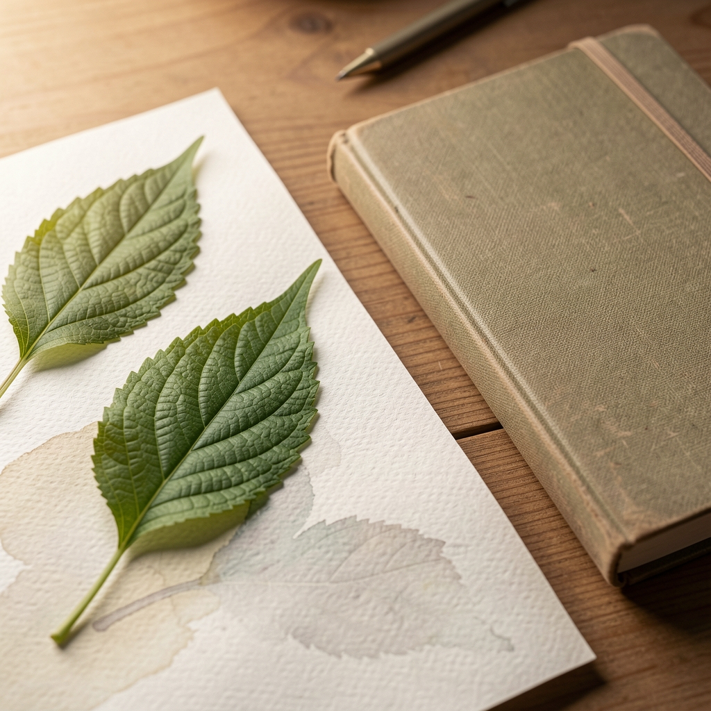 Hojas de papel para dibujo y acuarela con texturas visibles junto a un bloc encuadernado